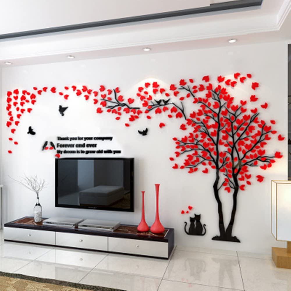 Buy More 3.3 x 6.6 Feet 3D Couple Tree DIY Wall Stickers Crystal Acrylic Wall Decals Wall Murals Nursery Living Room Bedroom TV Background Home Decorations Arts Wall Decoration sticker wall stickers Flower Sticker Tree Stickers