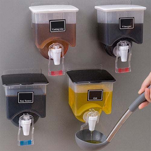 Wall Mounted Oil Dispenser Transparent Liquid Seasoning Tank
