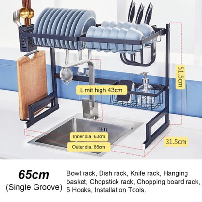 Single Sink Stainless Steel Dish Drying Rack Over Sink