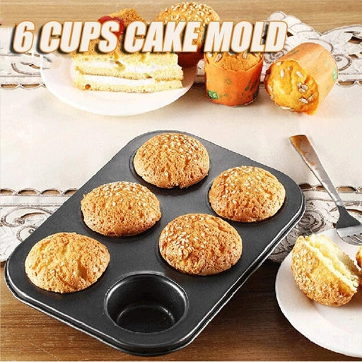 6-Cavity Cupcake Baking Tray Nonstick Cake Baking Mold Tray