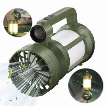 Solar Super Bright Lantern USB Rechargeable with Fan Portable Tent Lamp 1200MAh Handheld Emergency L