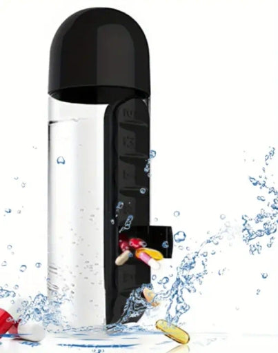 Portable 7-Day Pill Organizer Water Bottle for Travel & Fitness