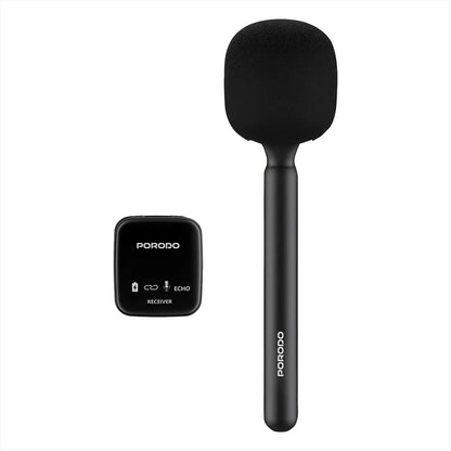 Porodo Two-Device Connect Handheld Lavalier Microphone - Black