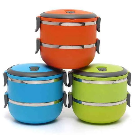 2 Layer Lunch Box 2 Layer Easy Portable Stainless Steel Office and School Lunch Box