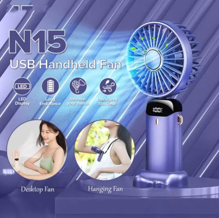 Mini Fan New 3000MAh USB Handheld Fan Mini Portable  Small Digital Display Folding Rechargeable