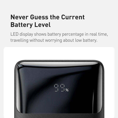 Baseus 10000mah 15W Fast Charging Type-C Output Power Bank with Digital Display