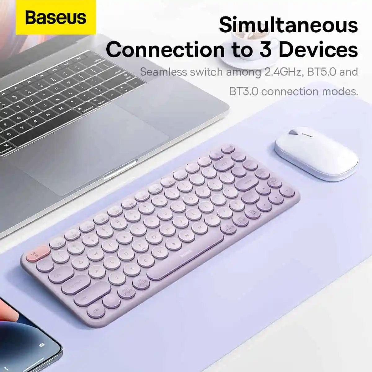 Baseus K01A Wireless Tri-Mode Keyboard Ergonomic Design gaming Multi-Connection with High Portability