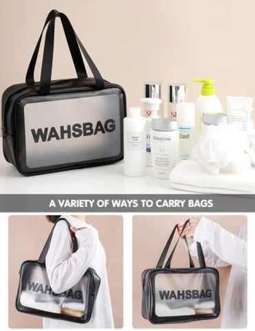 Clear Toiletry Bag, Waterproof Makeup Bag PVC Zippered Cosmetic Bag –Set Of 3