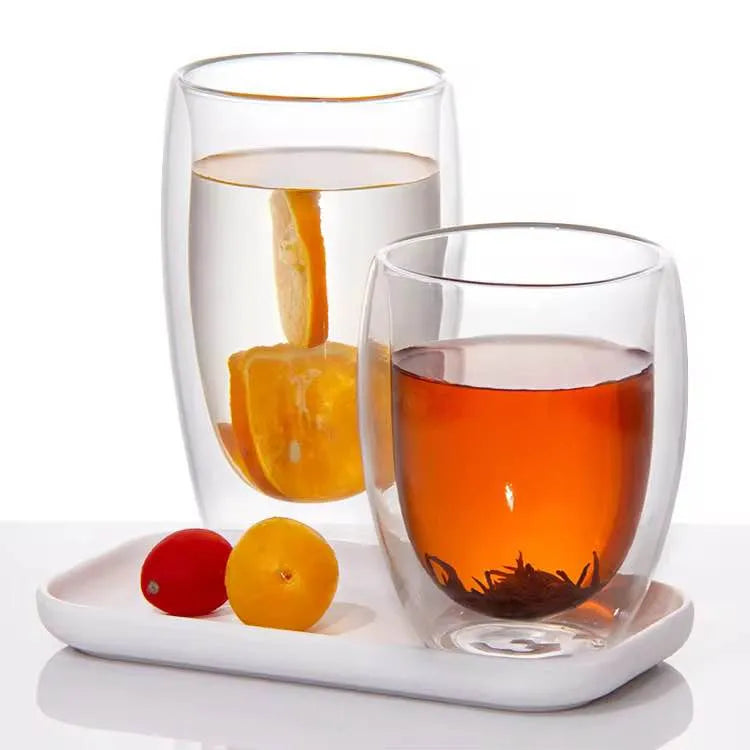 Double Wall 250ML Heat Resistant Glass Cup Office Coffee Tea Handle Mug