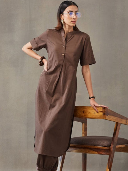 Structured Women Regular Pure Cotton Kurta with Harem Pants