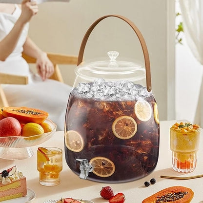 Cold Drink Dispenser with Sealed Stainless-Steel Spigot and Filtering Lid, Portable Beverage Jug