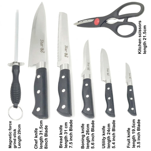 8 Pcs Set-Kitchen Knife Set with Wooden Knife Holder
