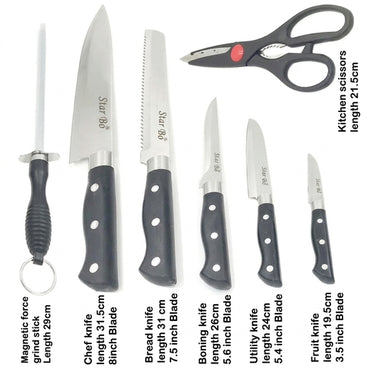 8 Pcs Set-Kitchen Knife Set with Wooden Knife Holder