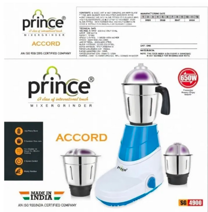 Indian Mixer Grinder 650W Mixer Grinder with 3 Stainless Steel Jars