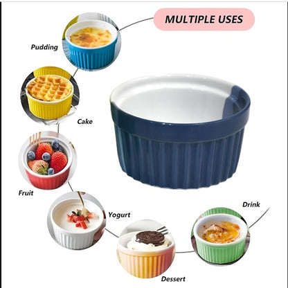 6 Pcs Ceramic Baking Oven Bowl for Muffins Cupcake Desserts Crunchy Snacks Dessert Baking Bowl