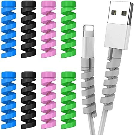 Spiral Cable Protector & Data Cable Saver Set of 2, Multi Colour with Free Ring