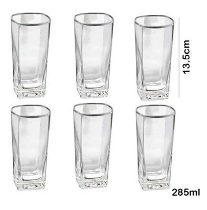 6Pcs Water Glasses Square Base Drinking Glass Set (Red Cherry)