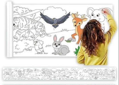 1.5 Meter Colouring Doodle (Non Stick) with Paint and Brush, Creative DIY Painting Paper Roll
