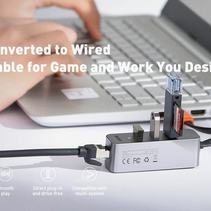 BASEUS Steel Cannon Series USB A to USB3.0*3+ RJ45 HUB Adapter