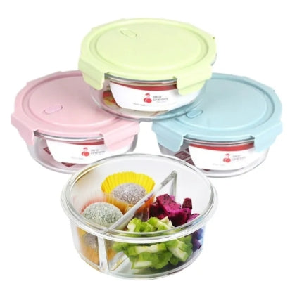 950Ml Microwaveable Food Container with 2 Compartments - Borosilicate Glass Bowl