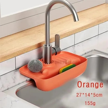 Silicone Kitchen Faucet Splash Guard Mat Quick Dry Drain Tray Bathroom Protector