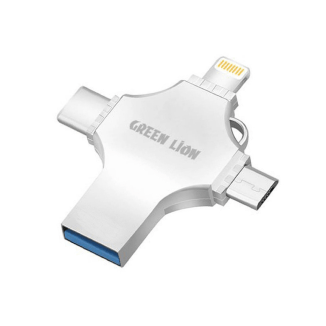 Green Lion 4-in-1 USB Flash Drive 128GB  i Phone i Pad Android & M A C