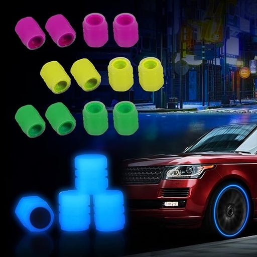 Luminous Tyre Valve Caps, Universal Fluorescent Tire Valve Caps for Cars, Trucks, Motorcycles, Bike