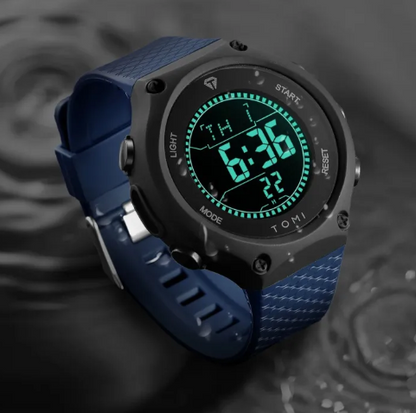 Piaoma Waterproof Watch Digitel Black Strap with Gold Case Model 9115