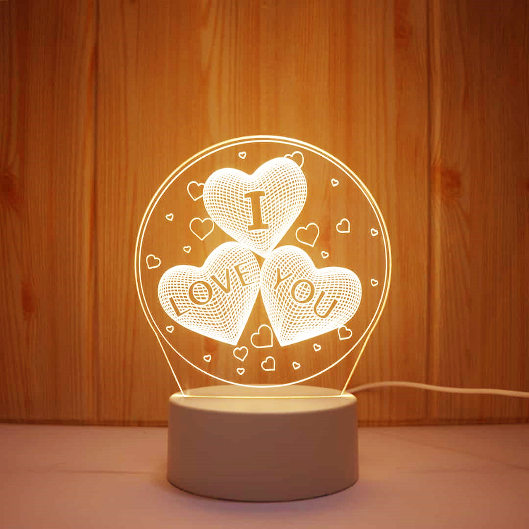 Valentine's Day Table Lamp Four Heart Bedside Lamp Romantic Color USB Touch Switch LED Acrylic 3D Night Light Creative table lamp Acrylic Night Light USB baby bedroom desk birthday gift