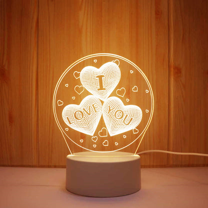 Valentine's Day Table Lamp Four Heart Bedside Lamp Romantic Color USB Touch Switch LED Acrylic 3D Night Light Creative table lamp Acrylic Night Light USB baby bedroom desk birthday gift