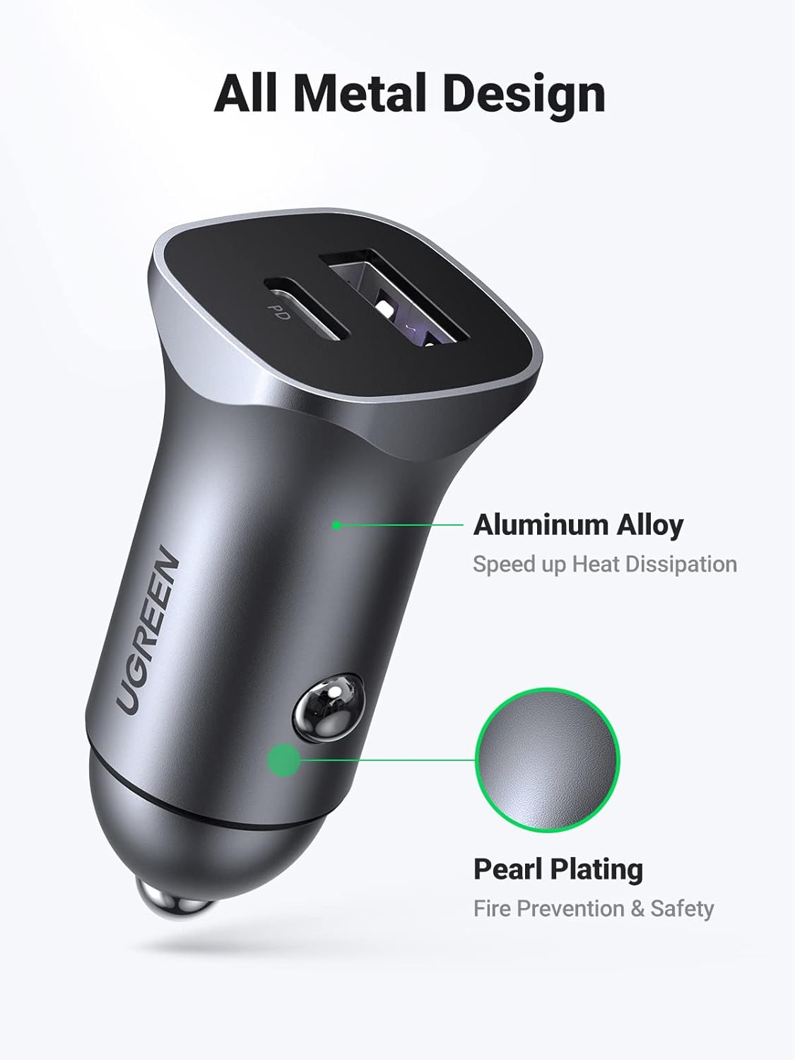 UGREEN Car Charger USB C PD QC 3.0 PPS 30W Car Charger - 40858