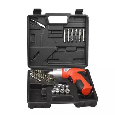 Complete 45 Pieces Cordless Screwdriver Set, Rechargeable Electric Drill with LED Light