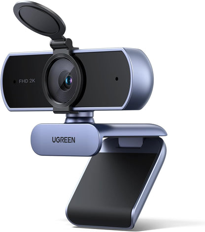 UGREEN 2K Webcam, Full HD 1080P Webcam for PC, Web Camera with Autofocus, Privacy Cover, Dual Noise Cancelling Mics