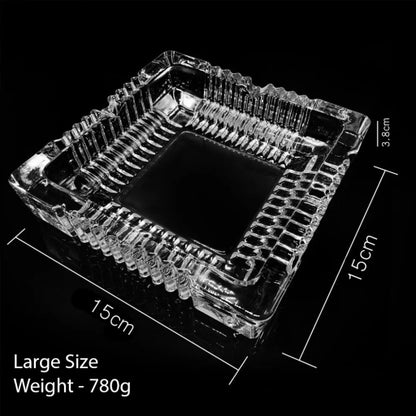 Crystal Ashtray, Transparent Classic Design, Home Ashtray & Outdoor -Large /Small (1Pc /2Pcs)