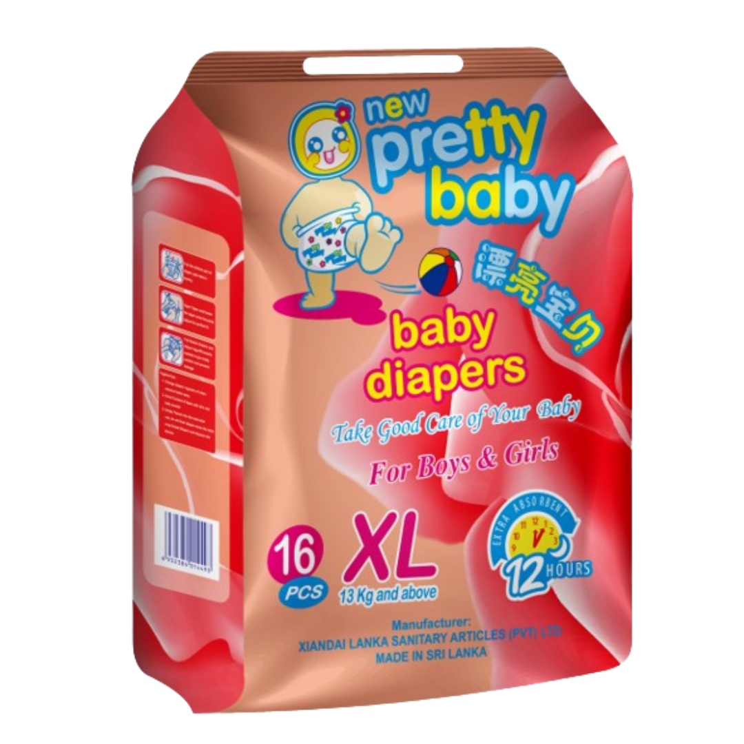 Pretty Baby | Disposable Baby Diapers | XL 16 Pcs