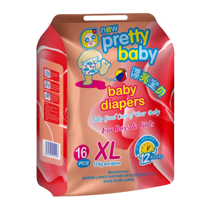Pretty Baby | Disposable Baby Diapers | XL 16 Pcs