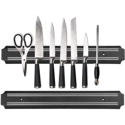 Magnetic Knife Holder Black 37Cm and Fixing Wall Strong Black Stand