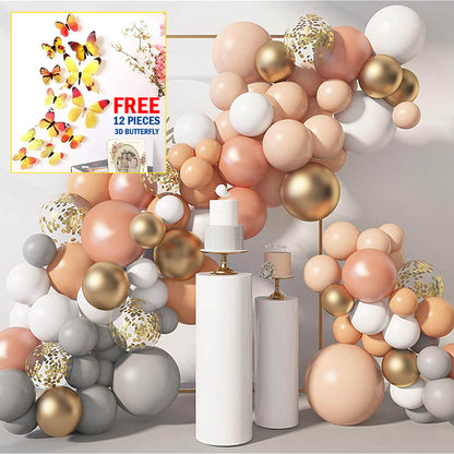 FREE 12 PCS 3D BUTTERFLY WITH Complete Set 125-Piece Premium Blue Balloon Garland Kit for Party Decoration, Unisex Balloon Arch Set for All Ages