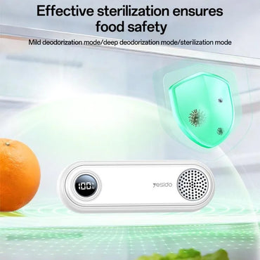 Yesido EC33 Multi-Functional Fridge Deodorizer - Rechargeable Odor Eliminator & Sterilizer with Digital Display, 3 Modes, USB-C Charging