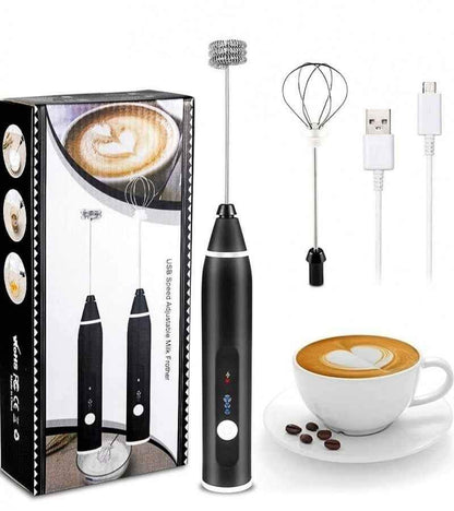 Milk Frother Hand Mixer 3 SPEED USB Speed Adjustable Milk Frother Rechargeable