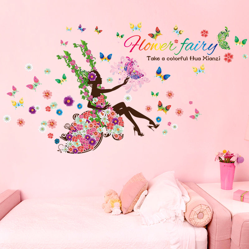 Flower Cycle Girl Butterfly Bird sticker plants room wallpaper bedroom nursery window decor without Radium stars star wall stickers wall decoration flower butterfly wedding decoration birthday decoration kids room decoration Wall Stickers Model 03