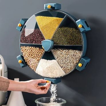 Rice Dispenser 6 Grid Dry Food Dispenser Wall Mounted Bulk Food Storage Containers