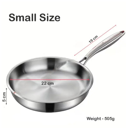 Gas Stove and Induction Suitable Flat Bottom Stainless Steel Bright Surface Frying Pan (1Ps /3Pcs)