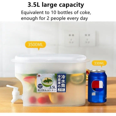 3.5L Refrigerator Drink Dispenser with Tap, Cold Water Jug for Fridge, Ideal for Iced Drinks