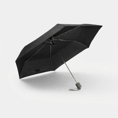 Black Folding Umbrella Three Times Foldable Portable Handheld Canopy for Rain and Sun Protection