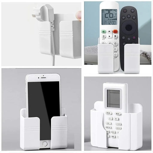 Wall Mount Phone Holder Self-Adhesive Wall Beside Organizer Storage Box Plastic Charging Phone Stand