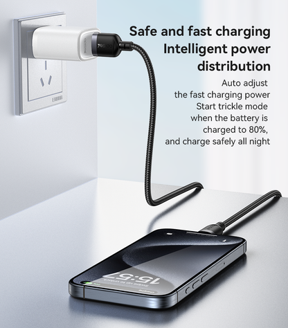 Yesido 0.3 Meter 18W Fast Charging USB to Type-C Aluminum Alloy Braided Data Cable - CA131C
