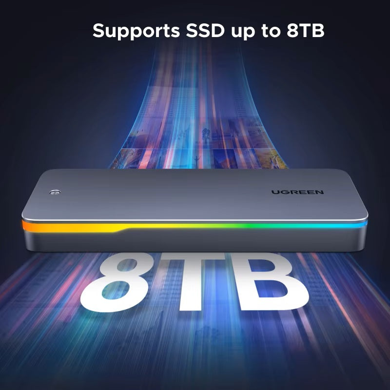 UGREEN 20Gbps M.2 SSD Case NVMe SATA SSD Enclosure Adapter USB 3.2 Gen2 External Enclosure Supports RGB Lighting effect