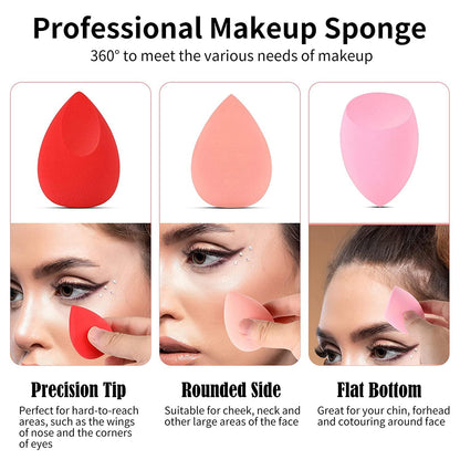 03 Pieces Makeup Sponges 3 Pack for Sensitive Skin | Wet & Dry Beauty Blender for Foundation, Cream, Powder Blenders Beauty Sponges Egg Shaped Blending Sponge Foundation Applicator Cosmetic Sponges