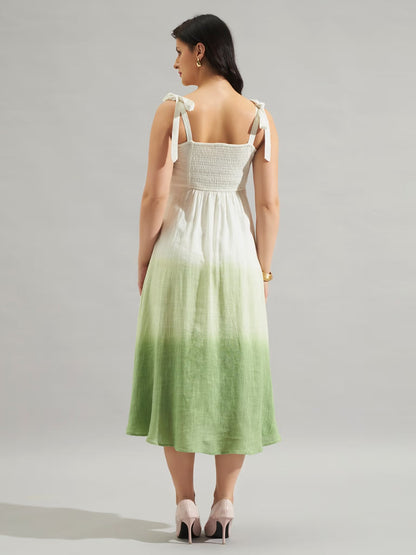 Tie and Dye Dyed a-Line Midi Dress